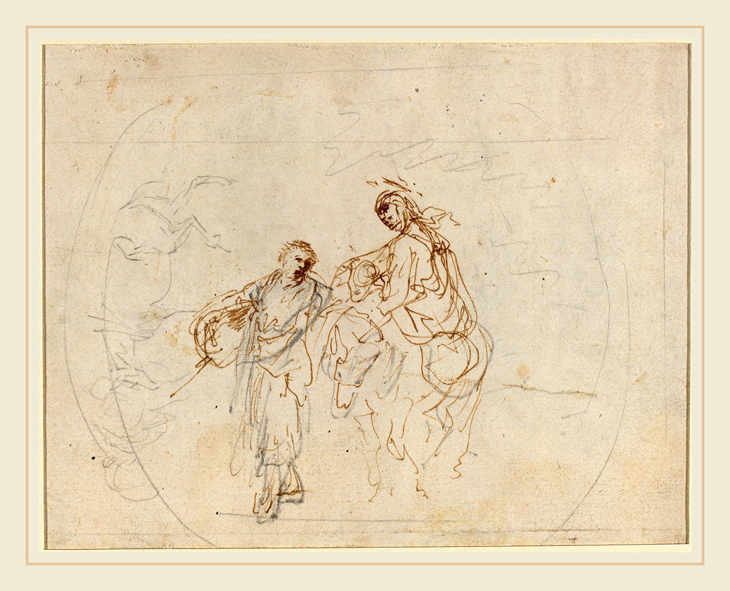 Detail of The Flight into Egypt verso by Stefano Della Bella