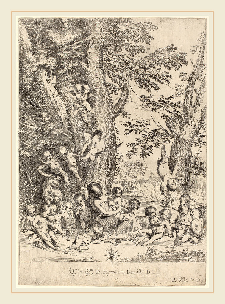 Detail of Young Woman, Surrounded by Cupids by Pietro Testa