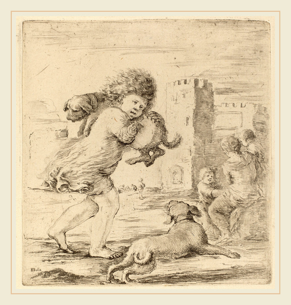 Detail of Child Holding a Puppy by Stefano Della Bella