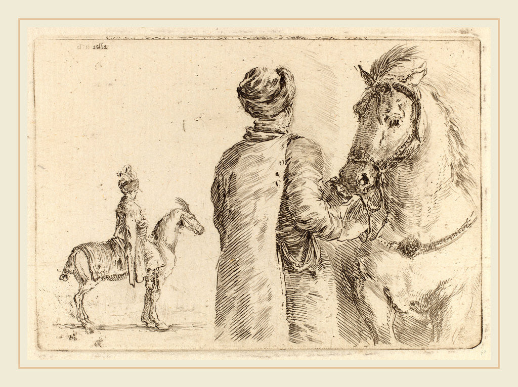 Detail of Polish Attendant Holding the Bridle of a Horse by Stefano Della Bella
