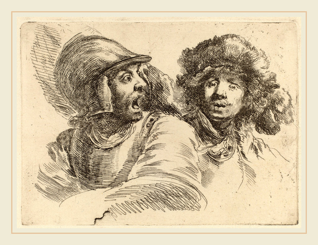 Detail of Frightened Soldier and Man with Fur Cap by Stefano Della Bella