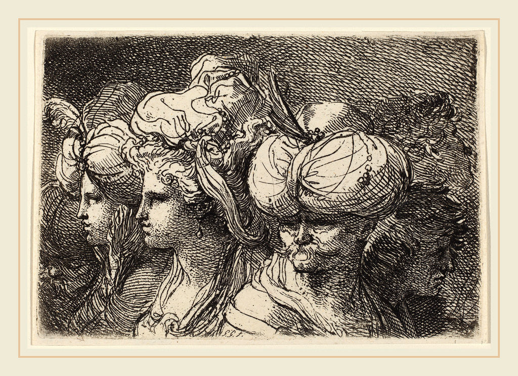 Detail of Six Heads, a Turk in Front by Gaetano Gandolfi
