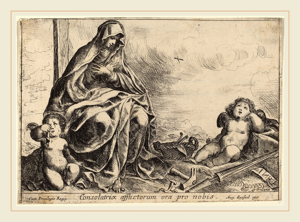 Detail of Virgin Bowing to Instruments of the Passion by Pierre Brebiette