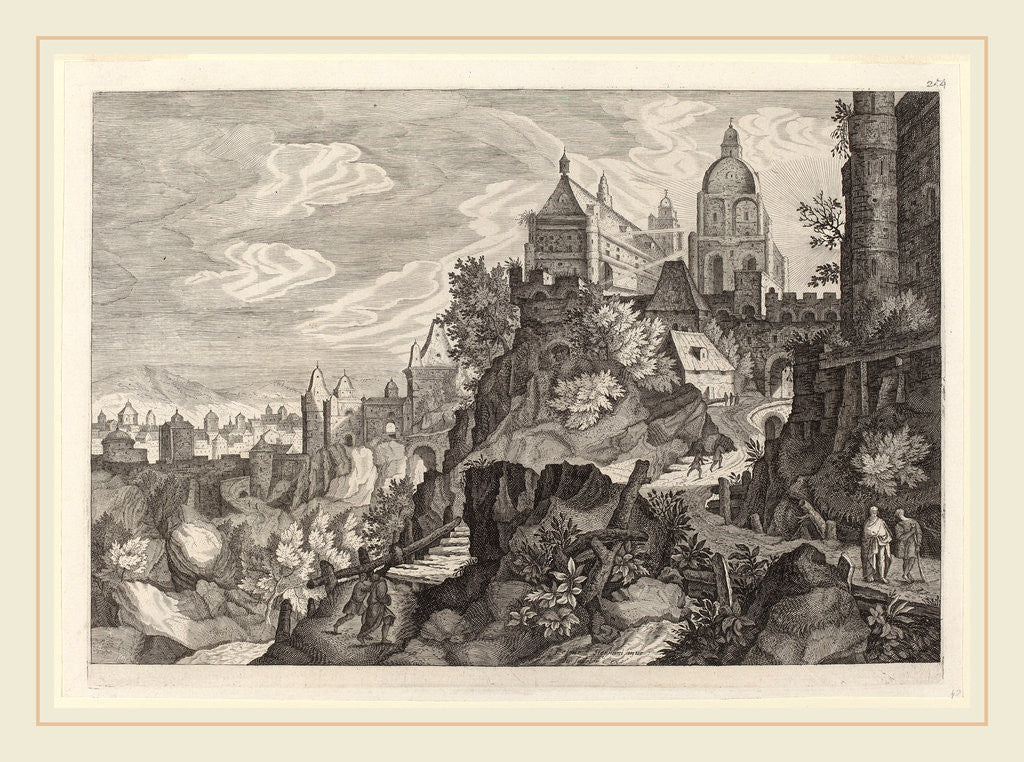 Detail of Rocky Landscape in Bohemia by Aegidius Sadeler II