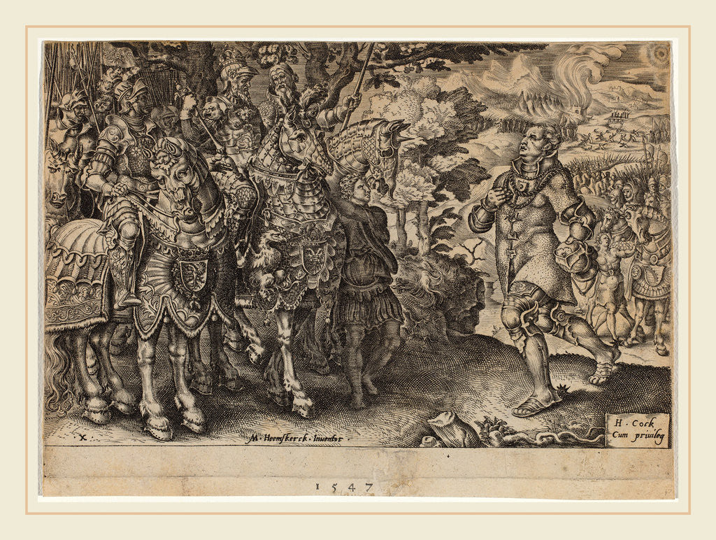 Detail of Surrender of Duke of Saxony, Victories of Charles V, Netherlandish, 1547 by Dirck Volckertz Coornhert
