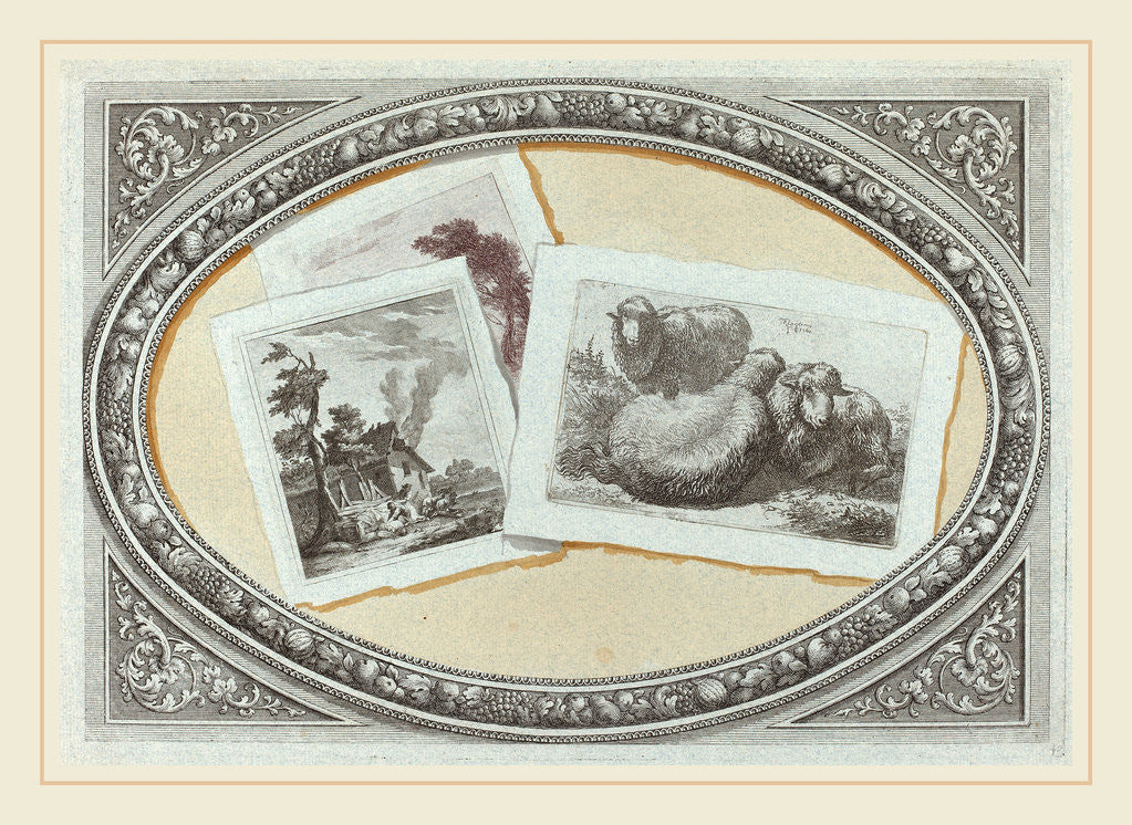 Detail of Trompe l'Oeil: Landscapes and Sheep by Anonymous