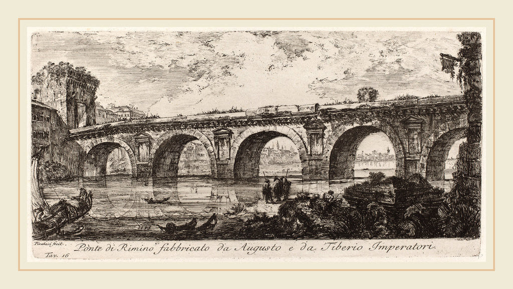 Detail of Ponte di Rimino fabbricato da Augusto e da Tiberio imperatore, 1748 by Giovanni Battista Piranesi