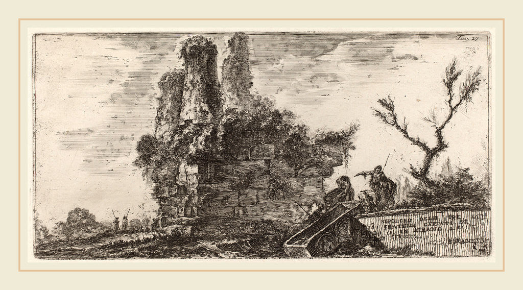 Detail of Sepolcro delle trè fratelli Curiati in Albano, 1748 by Giovanni Battista Piranesi