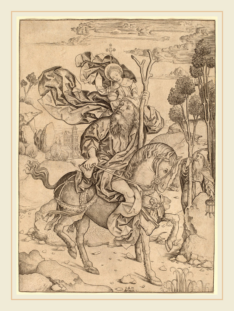 Detail of Saint Christopher on Horseback, c. 1490 by Master I.A.M. of Zwolle