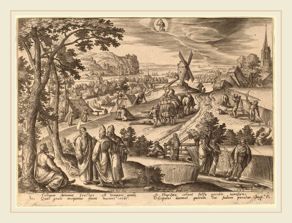 Detail of A group of Pharisees swelling with false pride cursed the disciples, 1585 by Adriaen Collaert