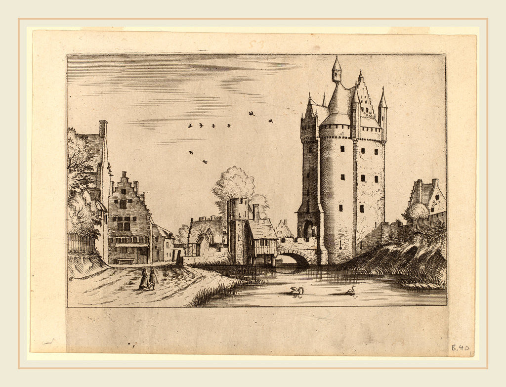 Detail of Town Gate with Country Houses by Johannes van Doetechum the Elder and Lucas van Doetechum