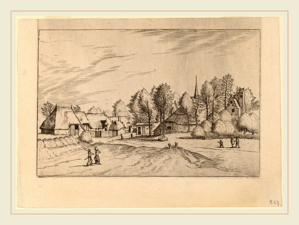 Detail of Country Village with Church Tower by Johannes van Doetechum the Elder and Lucas van Doetechum