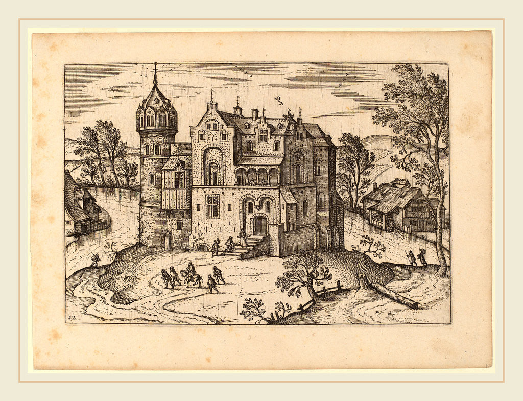 Detail of Castle by a River by Anonymous