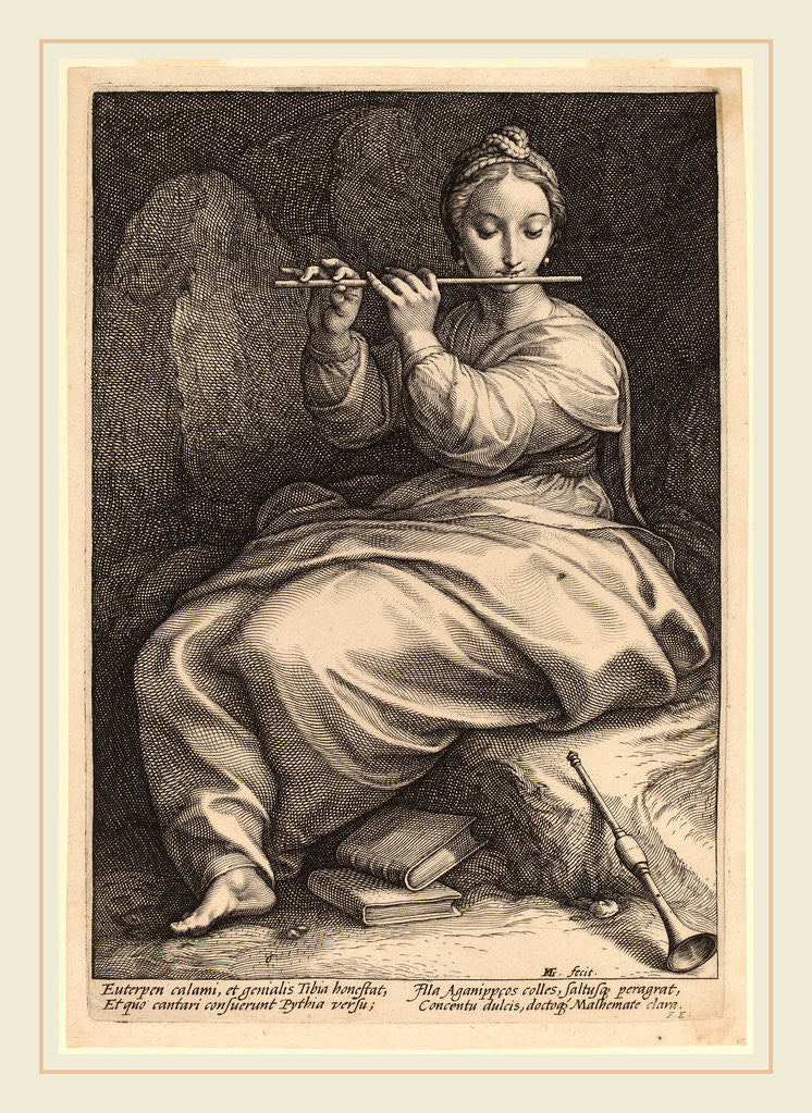 Detail of Euterpe, probably 1592 by Hendrik Goltzius