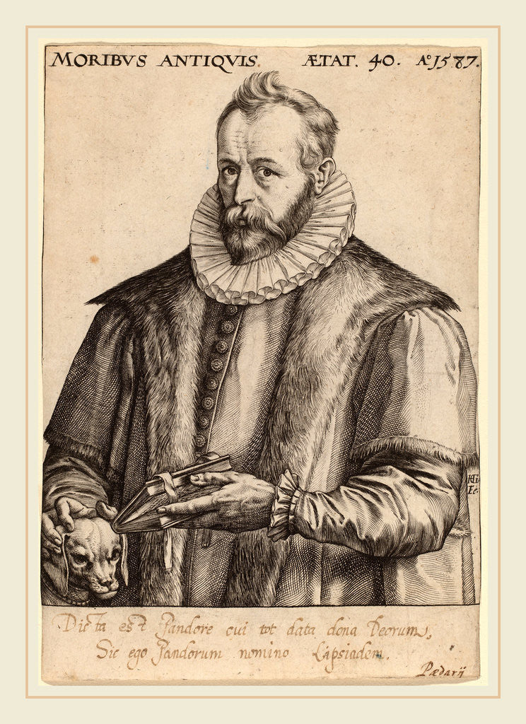 Detail of Justus Lipsius, 1587 by Hendrik Goltzius