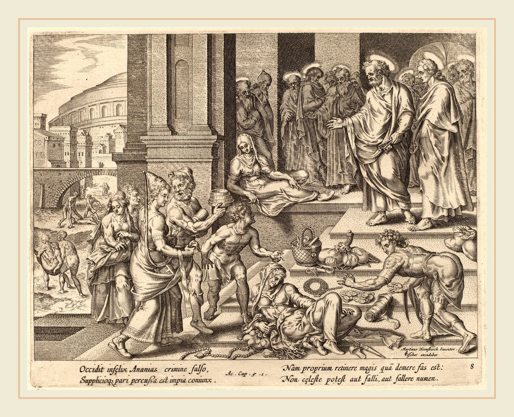 Detail of The Deaths of Ananias and Sapphira by Philip Galle