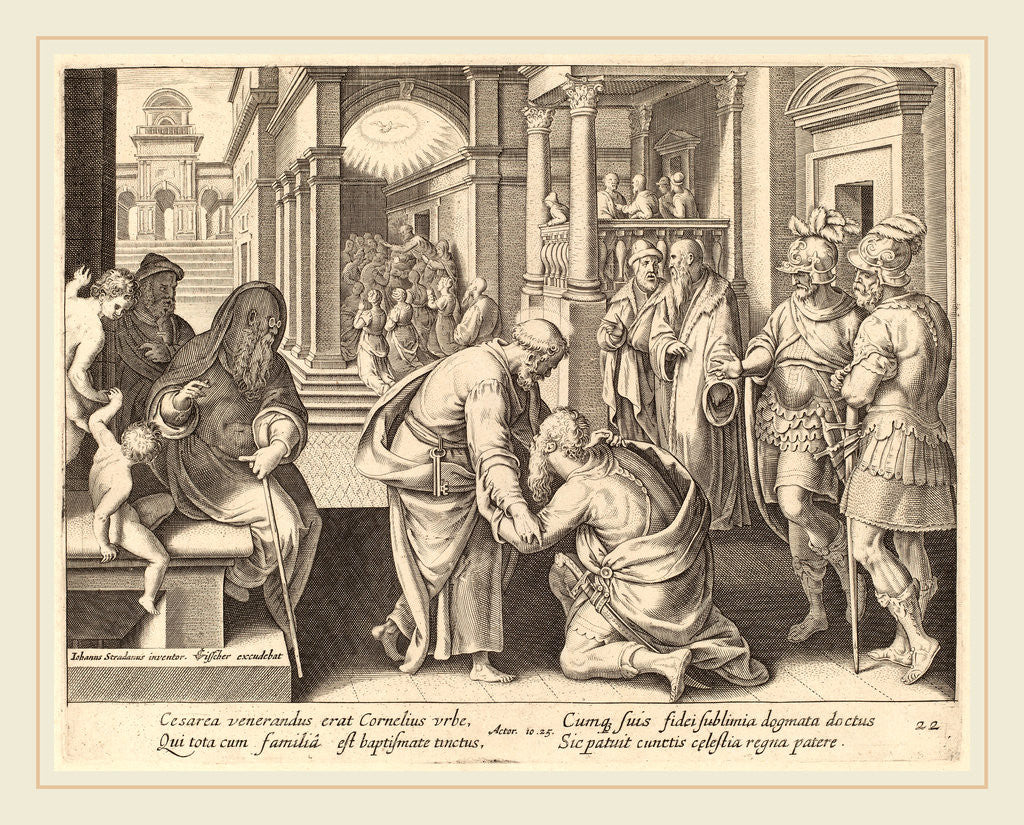 Detail of Cornelius Worshipping Saint Peter by Philip Galle