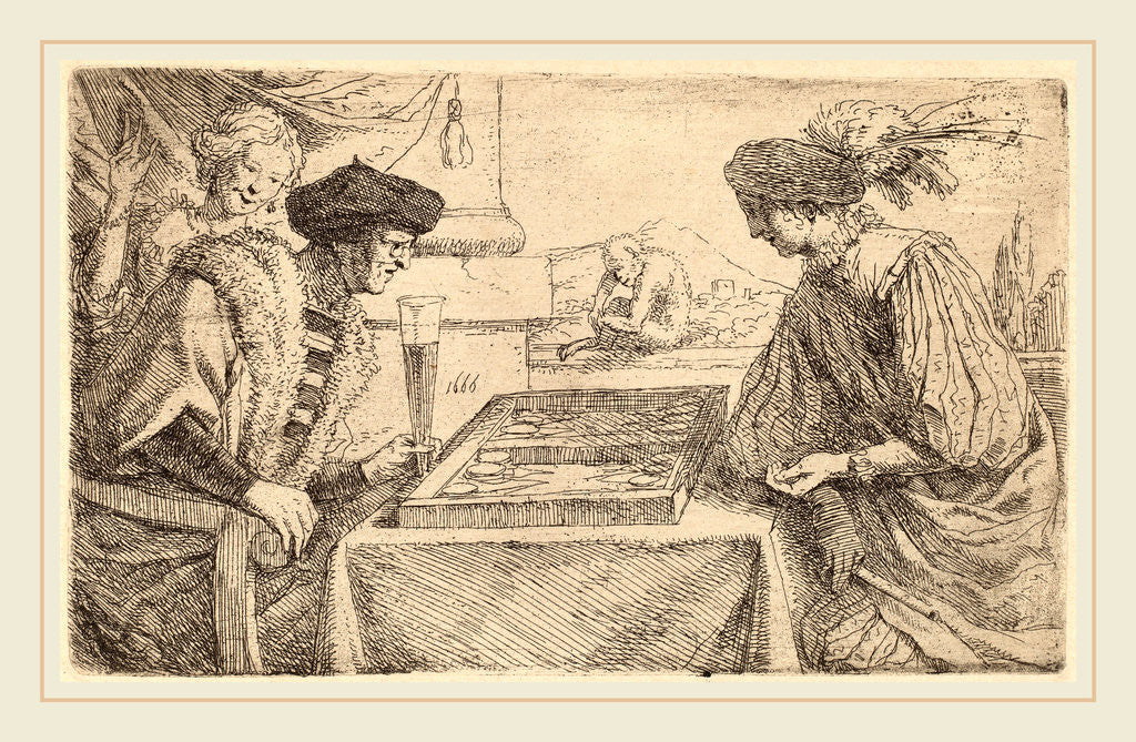 Detail of The Board Players, by Leendert van der Cooghen