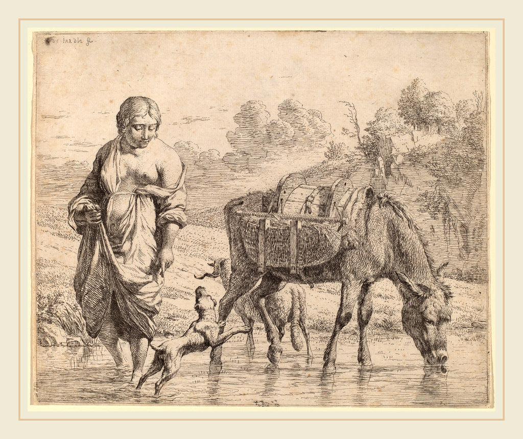 Detail of Woman Crossing a Stream, 1662 by Karel Dujardin