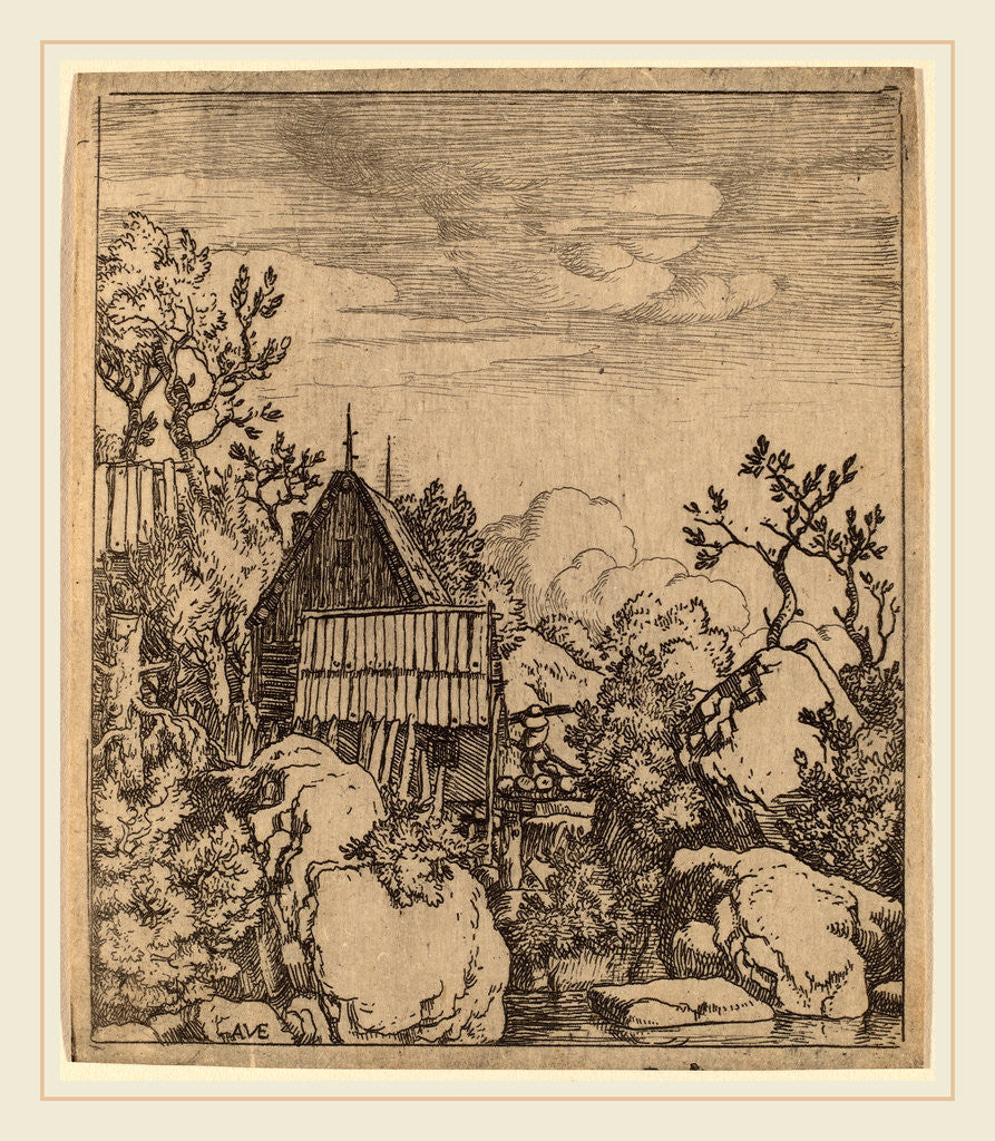 Detail of Man on a Small Wooden Bridge by Allart van Everdingen