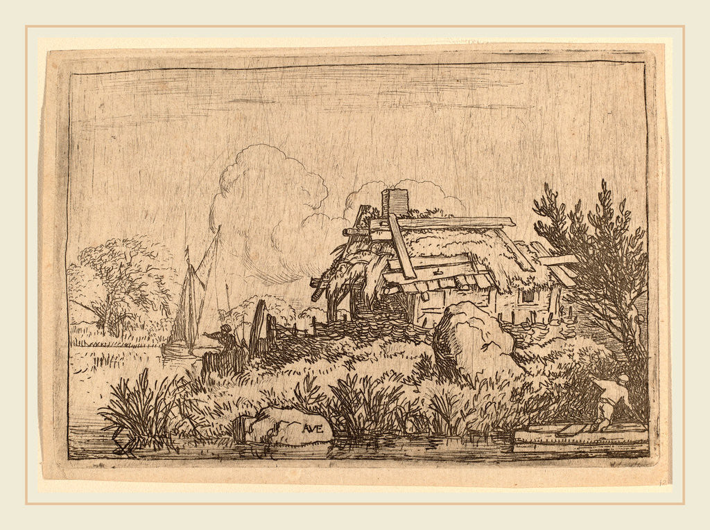 Detail of Ruined Cottage, Surrounded by Water by Allart van Everdingen