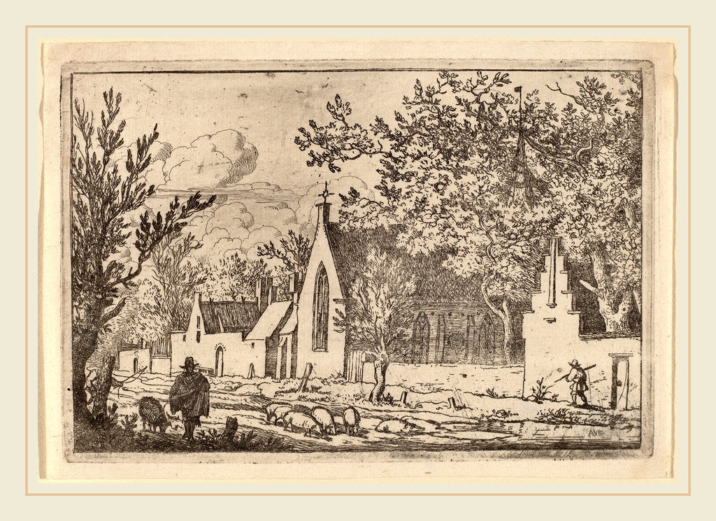 Detail of Swine Herd near a Chapel by Allart van Everdingen