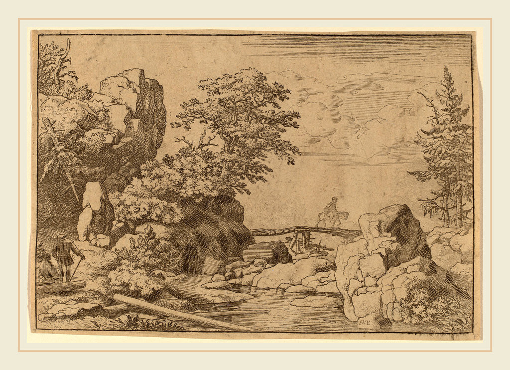 Detail of Horseman on a Bridge by Allart van Everdingen