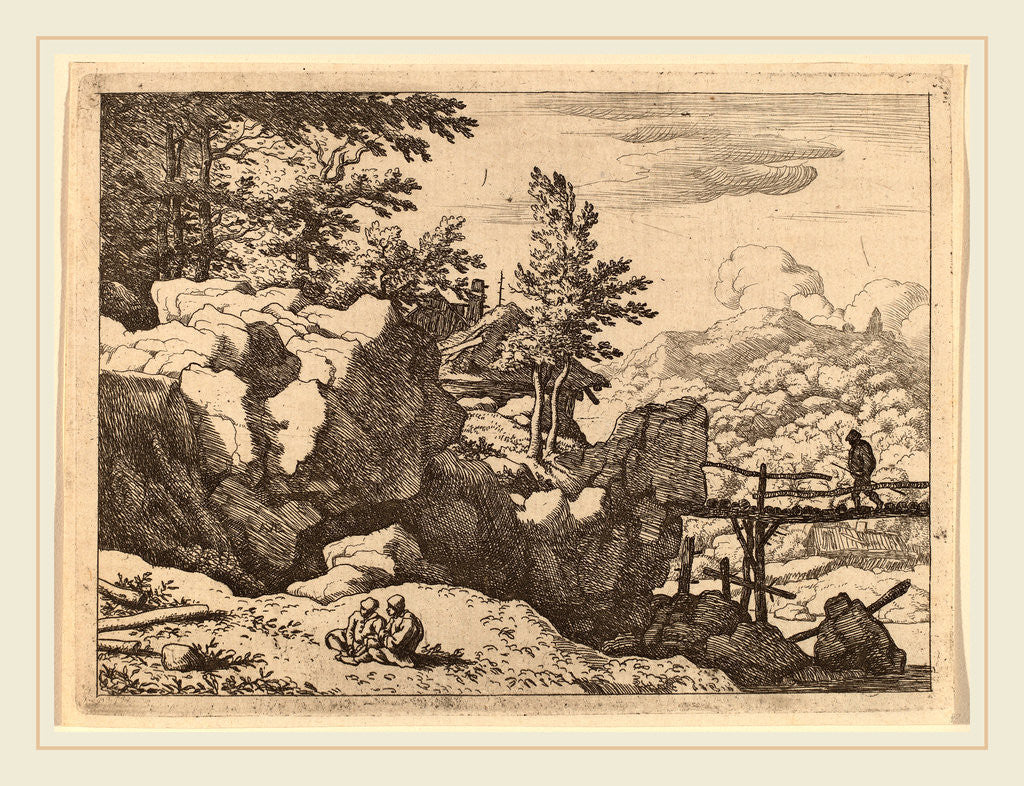 Detail of Man on a Small Wooden Bridge by Allart van Everdingen