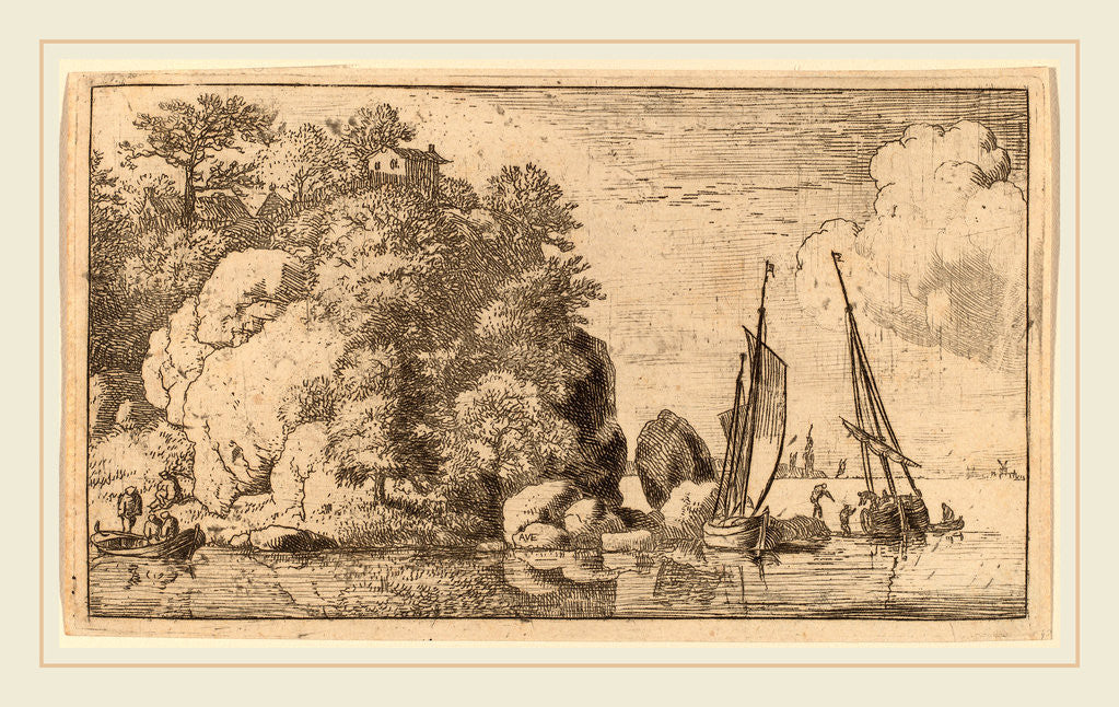 Detail of Two Boats on a Wide River by Allart van Everdingen