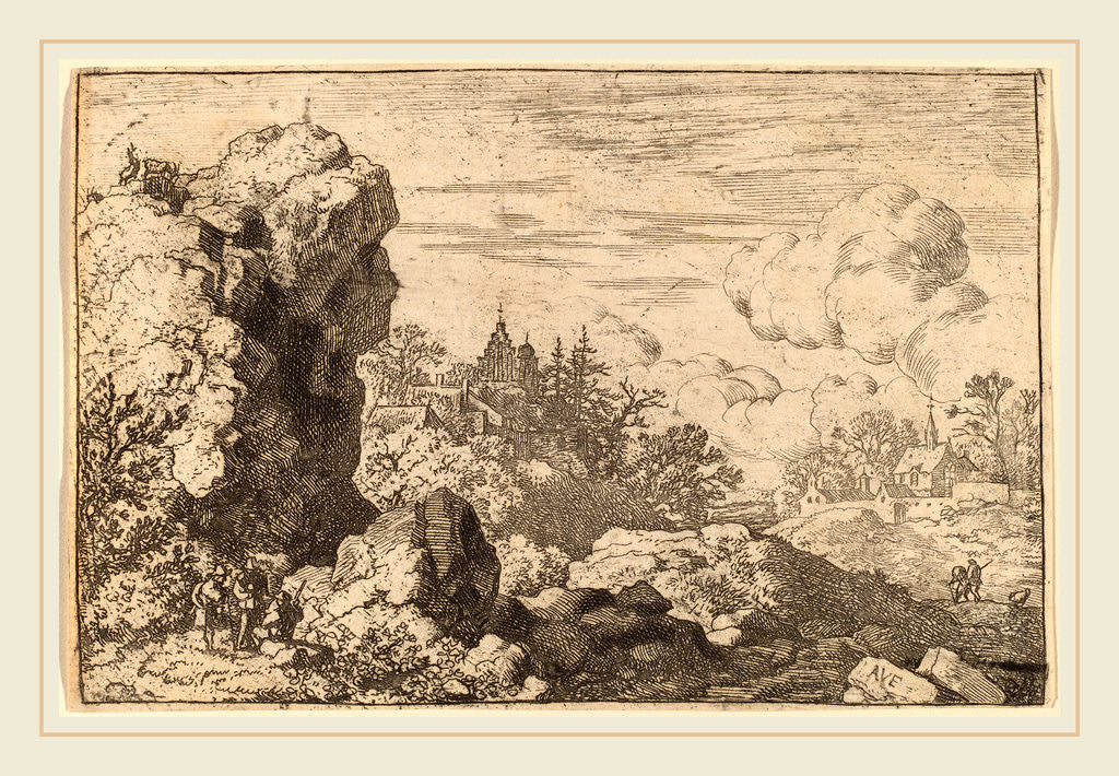 Detail of Three Travelers at the Foot of a High Rock by Allart van Everdingen