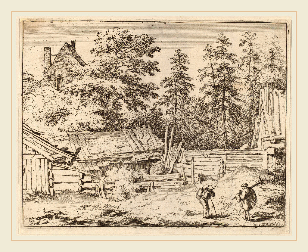 Detail of Three Cottages by Allart van Everdingen