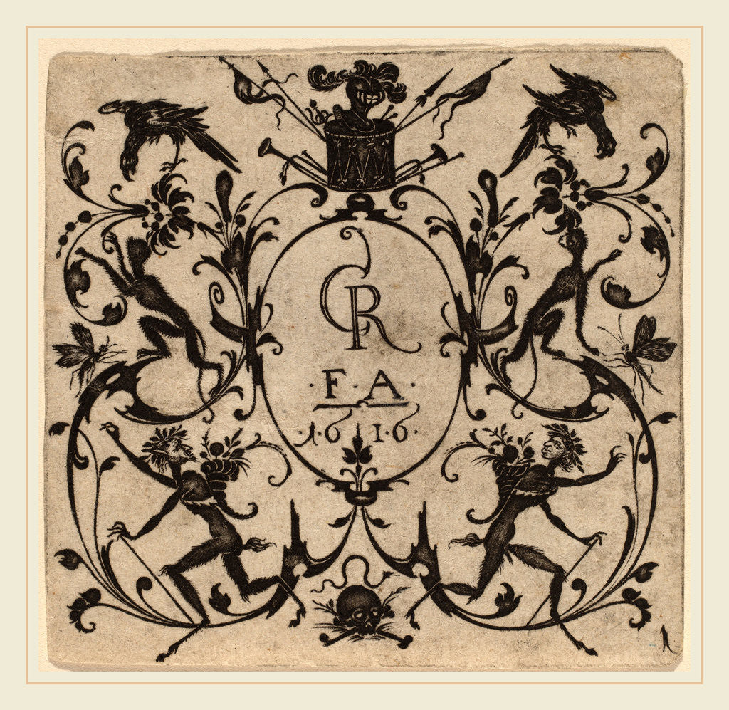 Detail of Ornament with Grotesque, 1616 by Master CR