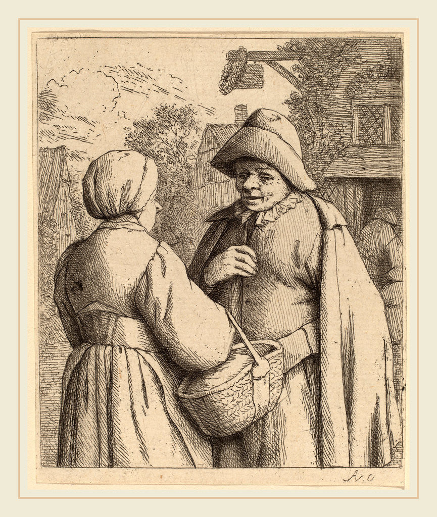Detail of Man and Woman Conversing, probably 1673 by Adriaen van Ostade
