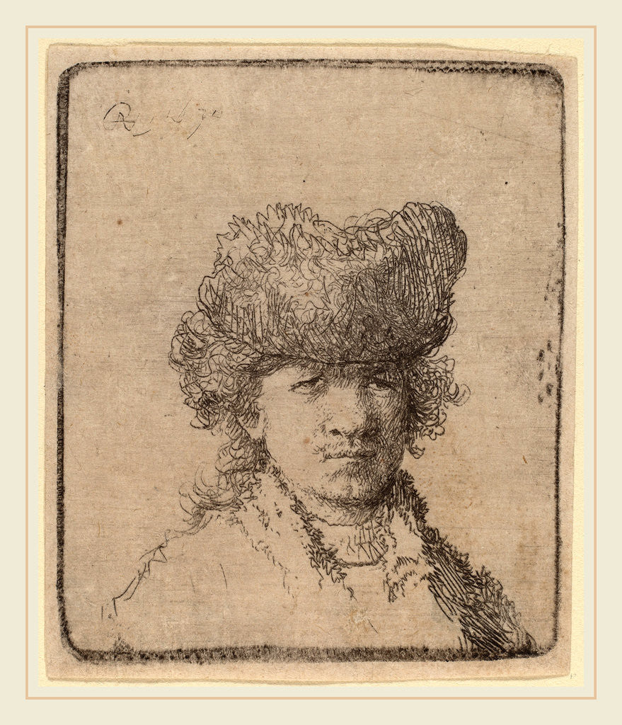 Detail of Self-Portrait in a Fur Cap, 1630 by Rembrandt van Rijn