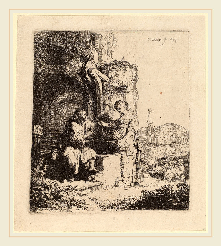 Detail of Christ and the Woman of Samaria Among Ruins, 1634 by Rembrandt van Rijn