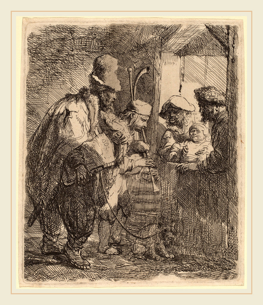 Detail of The Strolling Musicians, c. 1635 by Rembrandt van Rijn