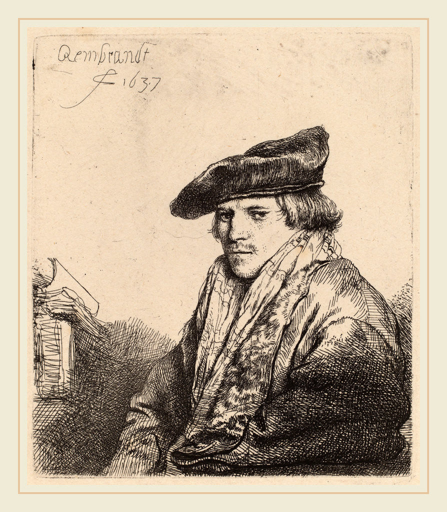 Detail of Young Man in a Velvet Cap, 1637 by Rembrandt van Rijn