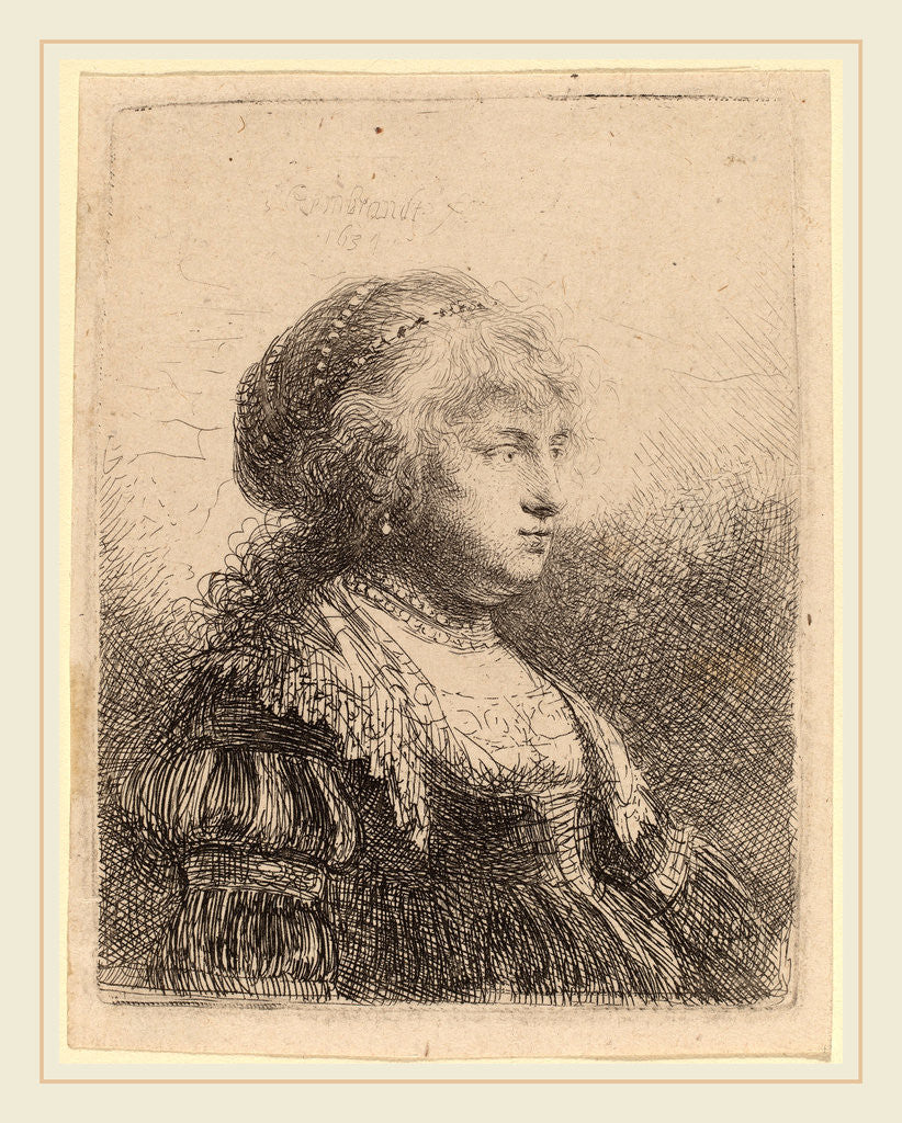 Detail of Saskia with Pearls in Her Hair, 1634 by Rembrandt van Rijn