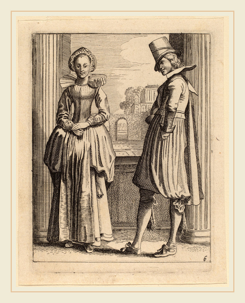 Detail of Two Figures in Costume by Jan van de Velde II