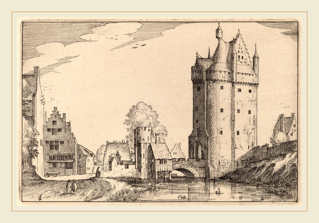 Detail of Town Gate by Claes Jansz Visscher