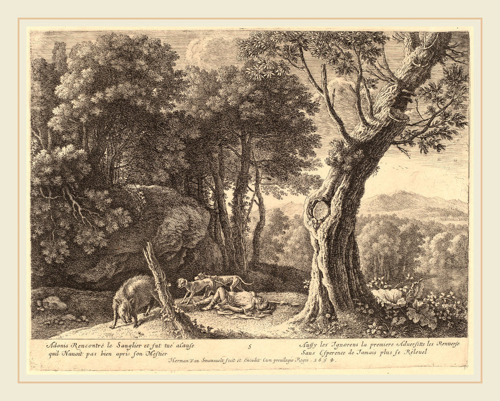 Detail of Death of Adonis by Herman van Swanevelt