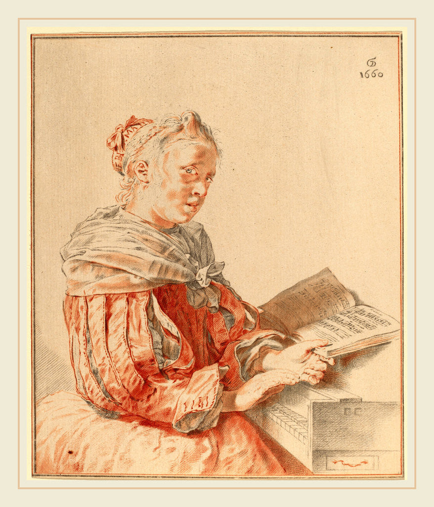 Detail of Young Girl at the Keyboard, 1767 by Cornelis Ploos van Amstel and Johannes Kornlein