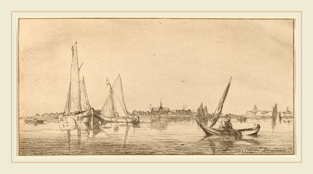 Detail of River with Town, 1775 by Cornelis Ploos van Amstel and Bernhard Schreuder