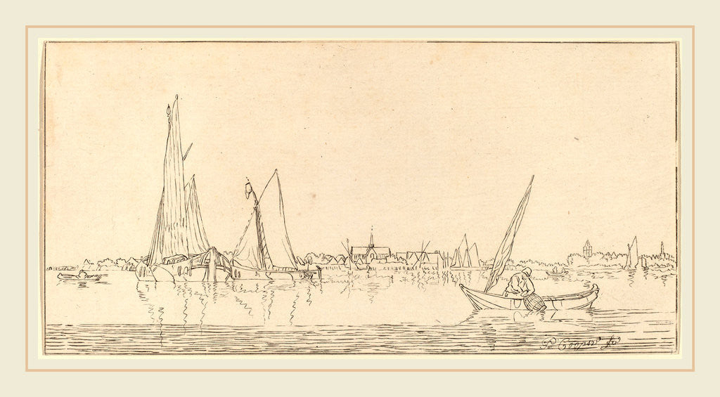 Detail of River with Town, 1775 by Cornelis Ploos van Amstel and Bernhard Schreuder