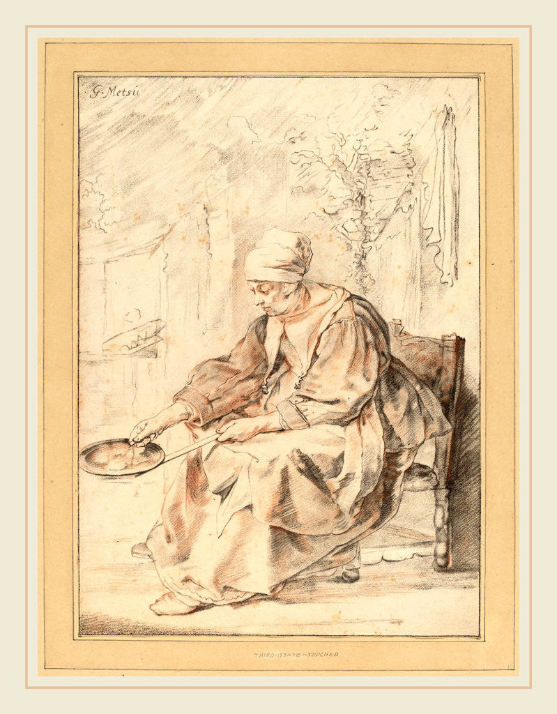 Detail of Pancake Woman, 1768 by Cornelis Ploos van Amstel and Johannes Kornlein