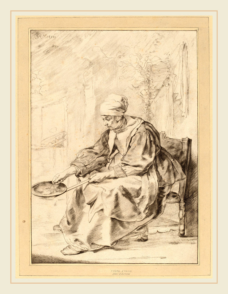 Detail of Pancake Woman, 1768 by Cornelis Ploos van Amstel and Johannes Kornlein