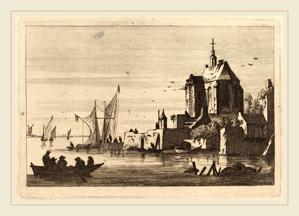 Detail of Church in an Inlet with Rowboat in the Foreground by Franz Edmund Weirotter