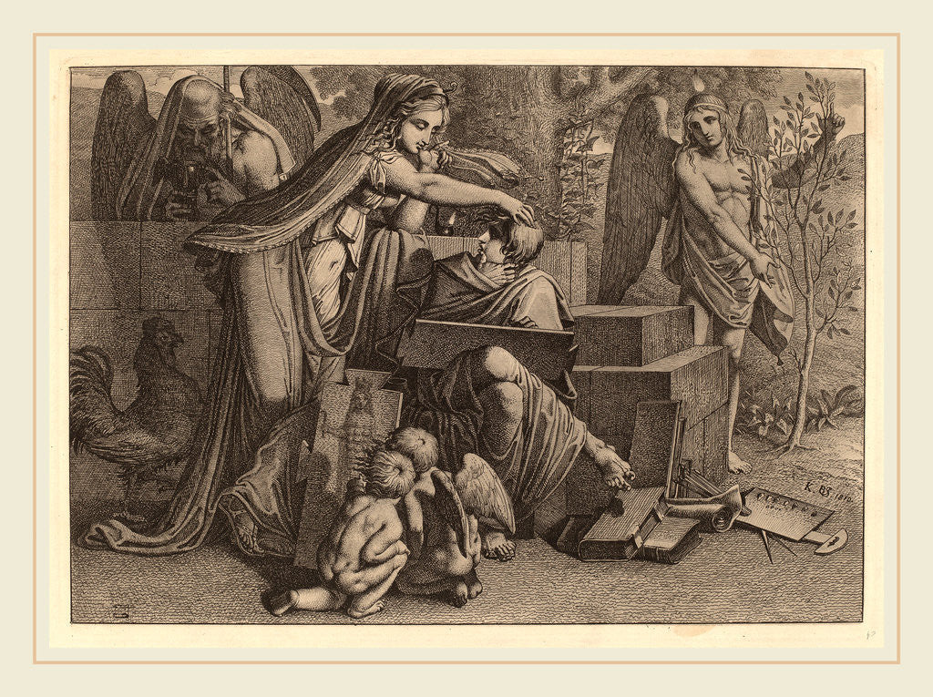 Detail of Young Man Inspired by Genius, 1810 by Carl Russ