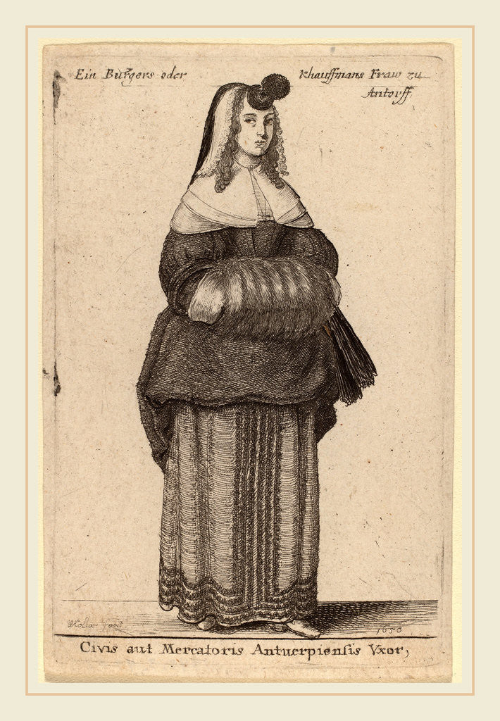 Detail of Ciuis aut Mercatoris Antuerpiensis Vxor, 1650 by Wenceslaus Hollar