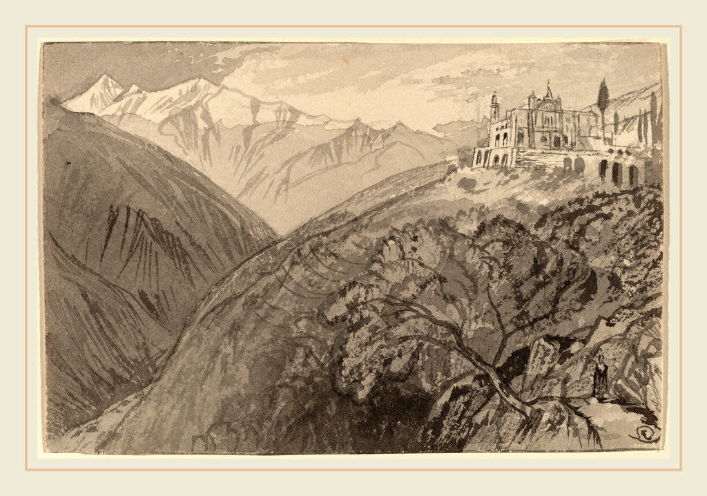 Detail of A Town on a Hilltop by Edward Lear